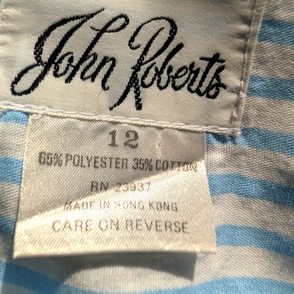 Vintage John Roberts cotton blend striped, modest, coquette maxi dress  12. - Picture 11 of 14